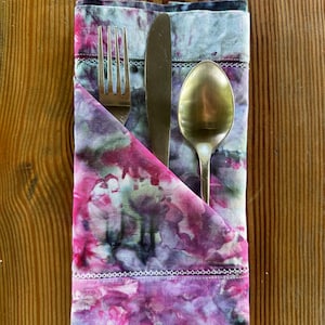 Set of two hand-dyed linen/cotton cloth table napkins