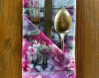 Set of two hand-dyed linen/cotton cloth table napkins
