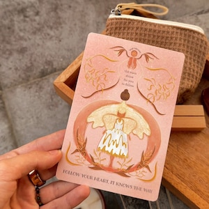 Cartolina motivazionale con affermazione unica, cartolina fatta a mano con parole di affermazione, stile Art Nouveau, cartolina yoga