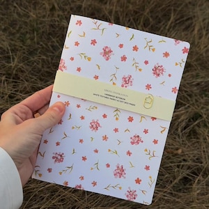 Handmade Notebook A5 with dots, Floral Journal, Spring Inspired Notebook, Traveler&#39;s Notebooks, Dotted Notebook