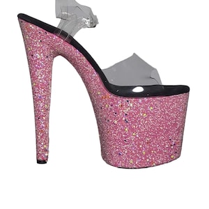 Pink Glitz Glitter Platform Stiletto Sandals
