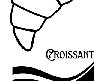 フランス菓子プリント セット: クロワッサン、マカロン、エクレア (デジタル ダウンロード 18 x 24 インチ)