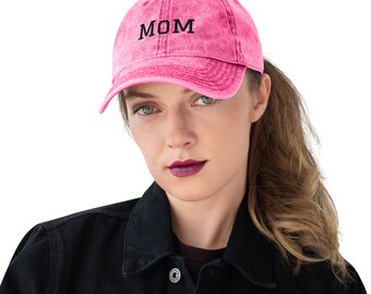 Mom vintage katoenen twill pet roze