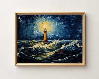 Thunderstorm with Lighthouse inspiringly Vincent Van Gogh | artful van gogh, artful vangogh, #vangogh, vincent van gogh, light house decorer