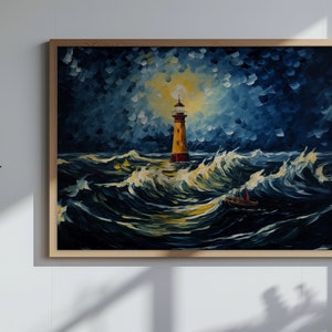 Thunderstorm with Lighthouse inspiringly Vincent Van Gogh artful van gogh, artful vangogh, vangogh, vincent van gogh, light house decorer image 9
