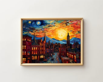Vibrant Cityscape during Summer - Vincent Van Gogh | Colorful Journeys art 1-136 |