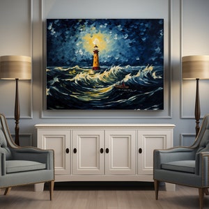 Thunderstorm with Lighthouse inspiringly Vincent Van Gogh artful van gogh, artful vangogh, vangogh, vincent van gogh, light house decorer image 10