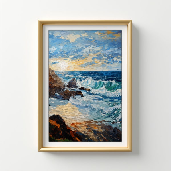 Klippen aufgewühlt | Bunte Reisen 1-113 | Acrylbilder auf Leinwand, Wanddekor, Landschaftsbild, Ocean, modern Print