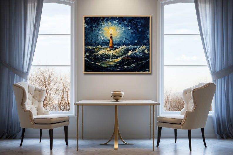 Thunderstorm with Lighthouse inspiringly Vincent Van Gogh artful van gogh, artful vangogh, vangogh, vincent van gogh, light house decorer image 8