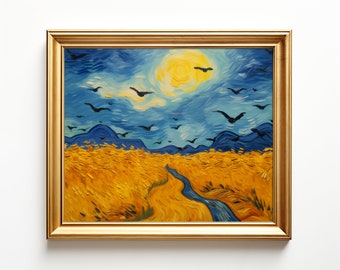 Van Gogh Wheatfield with Crows Print: Impressionist Wall Art (Digital Download)