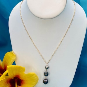 Tahiti Schwarze Perlenkette: 14k Gold Filled Kette, handgemacht in Maui