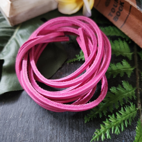 3.0mm (1/8" inch) Cowhide Leather Lace lacing, Bright Pink Lace.