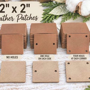 2" x 2" Square Leather Patches for Hats, Crochet Handmade Crafts, Genuine Leather Blanks for Laser Engraving, Sew On Labels, DIY Supplies