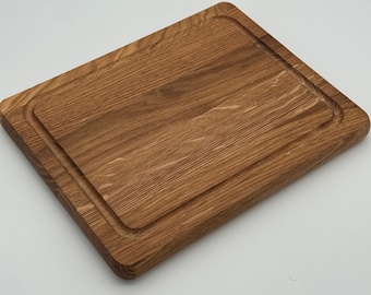 Cutting board with juice groove - oiled oak - approx. 25 x 20 x 2.1 cm