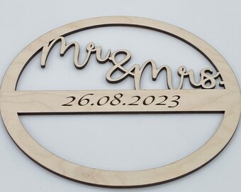 Holzkranz Hochzeit Mr. & Mrs. Durchmesser 24cm