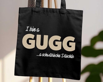 Black shopping bag with a funny Swabian saying – for shopping, as a gift for Swabian friends – Regional Gifts – 01-102-ET
