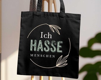 Shopping bag with funny sarcastic saying - I hate people - perfect for shopping as a funny gift - Canvas bag -01-101-ET