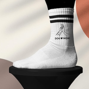 Dog Mom Socks Women • Dog Lover Socks • White Tennis Socks with Motif • Retro Tennis Socks • Printed Socks with Saying