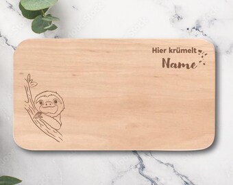 Personalizable breakfast board for children beech wood sloth engraving desired name gift birthday first day of school baptism Christmas