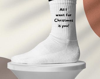 Christmas socks "All I want for Christmas is you" • Funny Christmas socks for women • Retro tennis socks with saying • Christmas gift idea