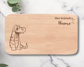 Personalized breakfast board for children, cute Croco cartoon character & "Here crumbs" print, perfect gift for school enrollment, birthday