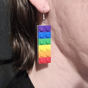 Building Brick Pride Flag Earrings