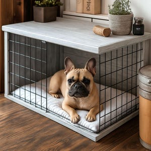 Dog Kennel Wood Table Top, Dog Kennel Cover, Farmhouse Dog Kennel Top, Dog Crate top, Crate Cover, Dog Kennel Furniture