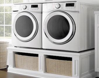 Laundry Pedestal for Washer and Dryer Units, Laundry station hamper space
