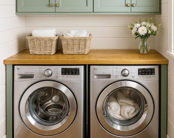 Wood Washer and Dryer Countertop: Laundry Room Table Top Organizer