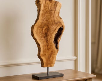 Live Edge Olive Wood Sculpture: Custom Exotic Wood Art