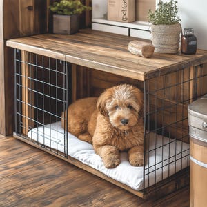 Dog Kennel Wood Table Top, Dog Kennel Cover, Farmhouse Dog Kennel Top, Dog Crate top, Crate Cover, Dog Kennel Furniture