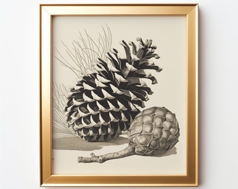 Cuadro vintage de una piña | Decoración de cabaña | Impresión digital