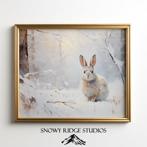 Painting of A Hare In The Snow I Wildlife Art I  Animal Art. Printable Digital Download I Printable Cards
