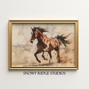 Vintage Mustang Painting I Western Artwork I Country Wall Décor I Vintage Wild Horse Art