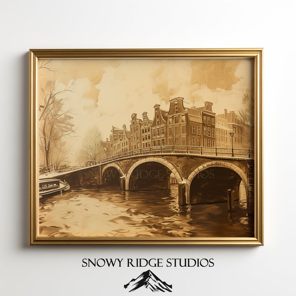 Vintage European Wall Art, Urban Decay, Sepia Tone, European Cityscape. Digital Download.