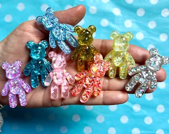 Glitter Bear Large Shoe Charm Resin Jumbo Shoe Charms Various Colors  Summer Gifts
