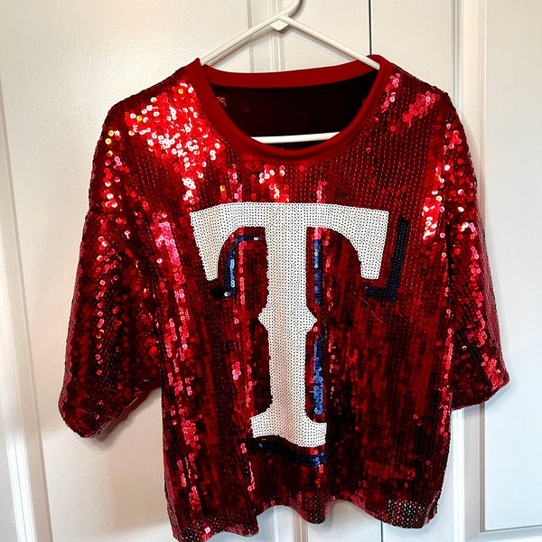 Texas Rangers Baseball Sequin Shirt - One Size Short OR Long Top/Dresses Now Available! FLASH One Day Sale today 10% OFF at checkout!!