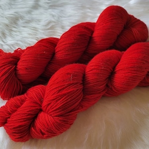 Painting The Roses Red  - Fingering - hand dyed yarn superwash merino/nylon