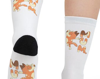 Bluey mama-sokken, mama-sokken, Moederdagcadeau, leuke schoenen met grafische print, cartoonfans, mama-sokken, cadeau voor moeder, chili-sokken