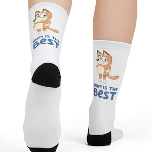 Bluey Mom Crew Socks, Chilli Socks, Bluey Socks for Women, Mother's Day Gift, Novelty Sock Set, Cute Cartoon Characters Adult Socks