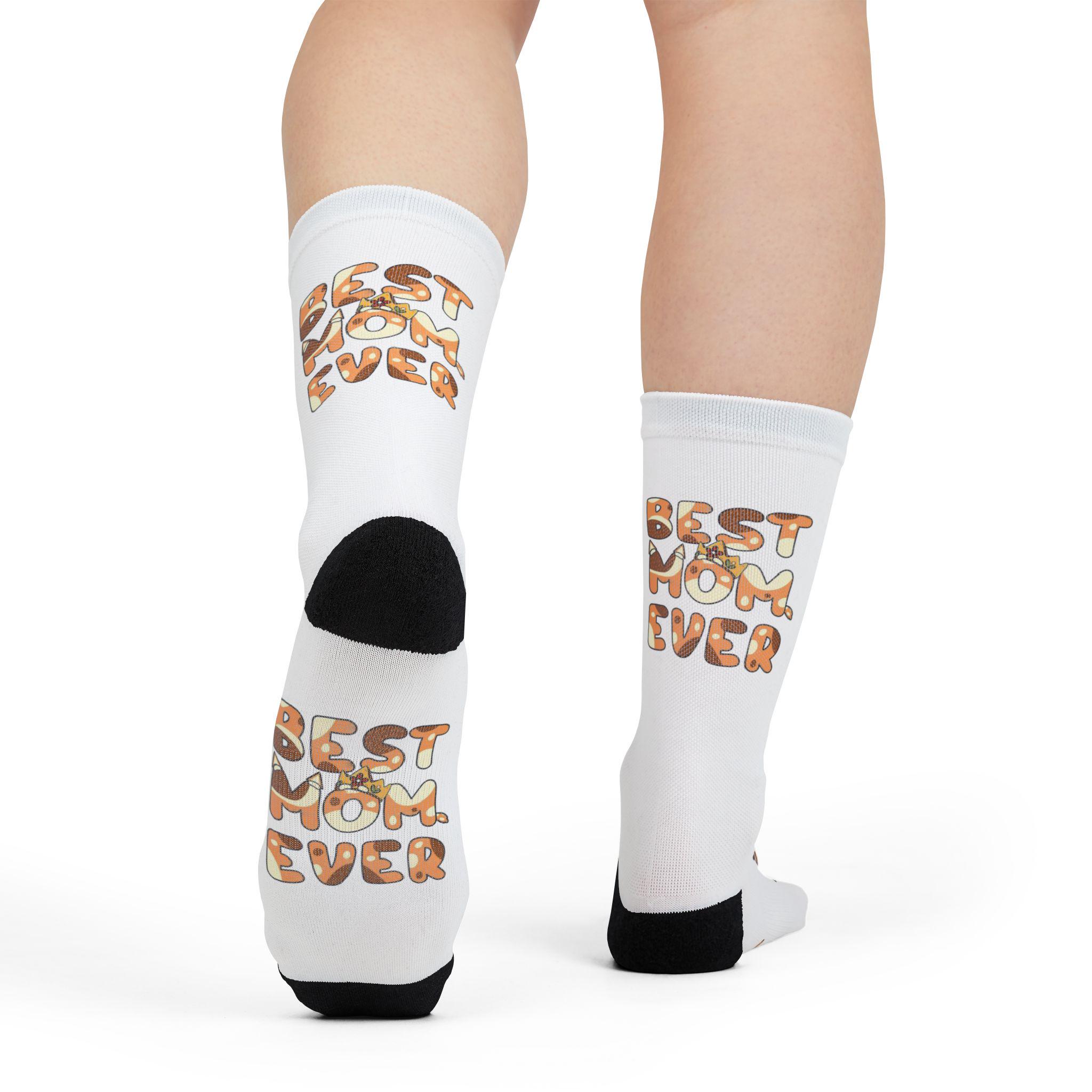 Beste moeder ooit, mama chili, sokken blauw thema, Moederdagcadeau, cartoonfans, leuke schoenen met grafische print, cadeau voor moeder, sokken voor vrouwen