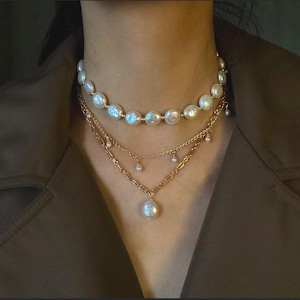 Coin Shaped Pearl Choker Baroque Pearl Choker Irregular Pearl Choker Wedding Choker Bridal Choker Statement Choker Wedding Jewelry Set