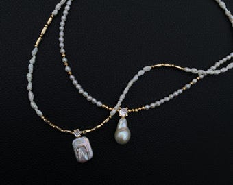 Baroque Pearl Pendant Necklace, Freshwater Pearl Necklace, Wedding Guest Necklace, Dainty Pearl Necklace, Elegant Small Pearl Necklace