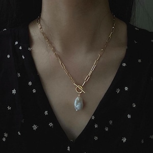 Toggle Necklace Baroque Pearl Necklace Freshwater Pearl Necklace for Men Pendant Necklace Gold Chain Necklace Paperclip Chain Necklace
