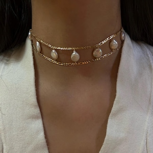 Double Layered Pearl Choker Boho Choker Wedding Choker Bridal Choker Baroque Pearl Choker Wedding Necklace Bridal Necklace Pearl Jewelry Set