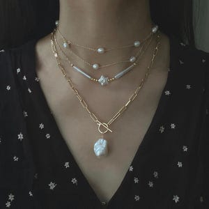 Star Shaped Baroque Pearl Choker Gold Chain Choker Freshwater Pearl Choker Wedding Choker Bridal Choker Statement Choker Anniversary Gift