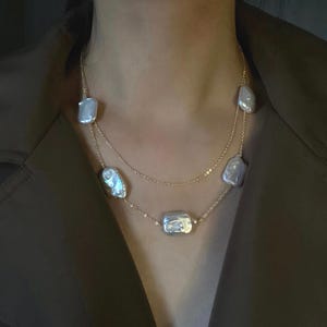 Two Layers Baroque Pearl Necklace Irregular Freshwater Pearl Necklace Wedding Necklace Pearl Necklace Bridal Necklace Valentines Gift