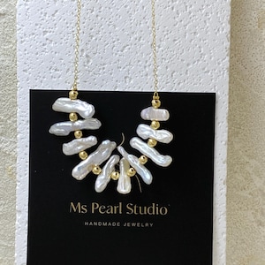 Biwa Pearl Necklace Baroque Pearl Necklace Pearl Charm Necklace Wedding Necklace Bridal Necklace Statement Necklace Wedding Jewelry