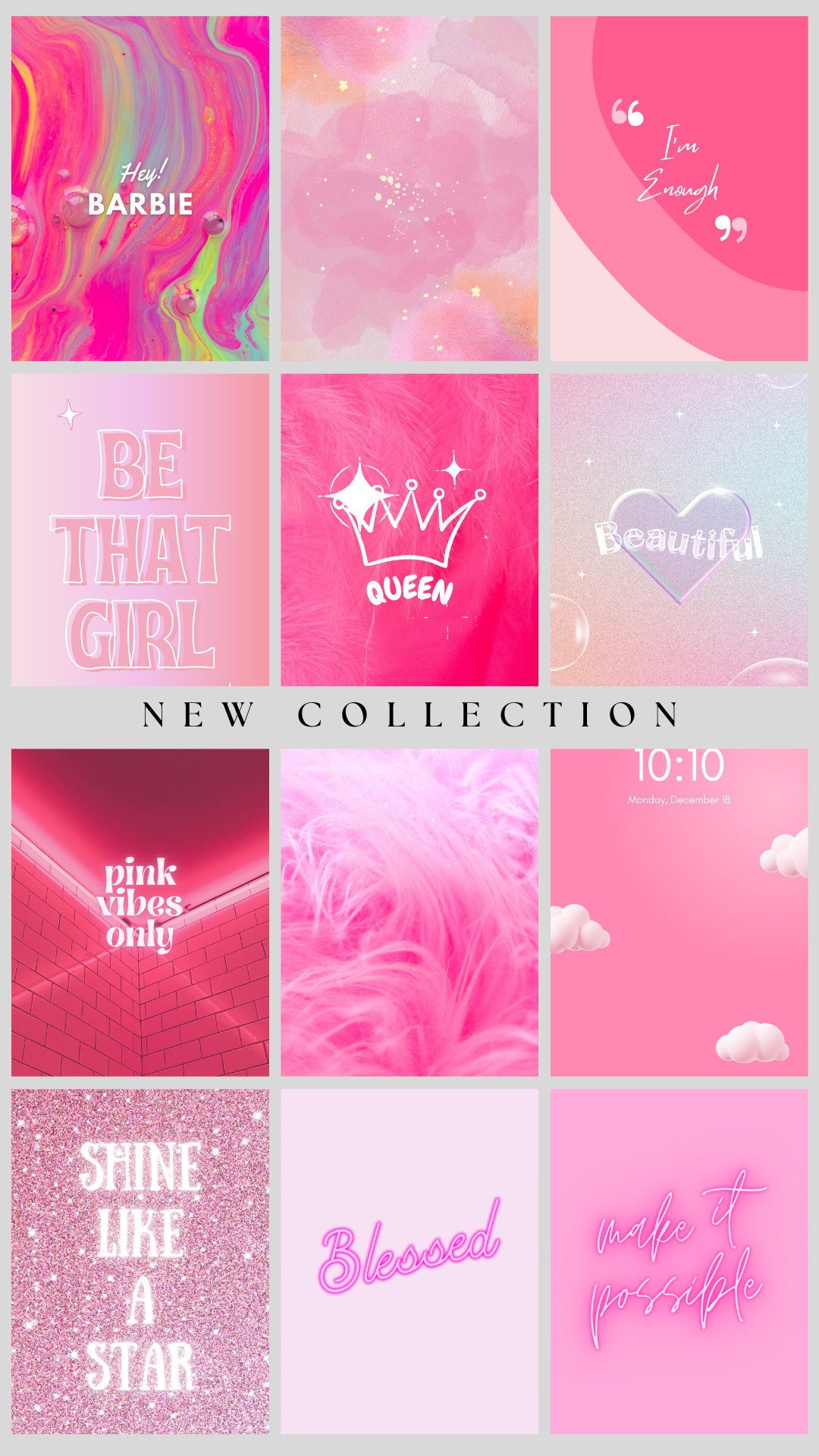 Barbie Pink Wallpaper - Digital 20 Pack - Etsy, image size:1080x1920