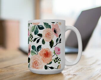 Preppy Floral Ceramic Mug 15oz